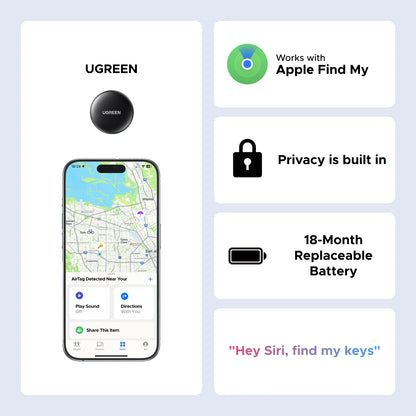 UGreen SmartTrack Link Bluetooth GPS Tracker with Apple Find My Integration for Earbuds, Luggage, and MFi Devices