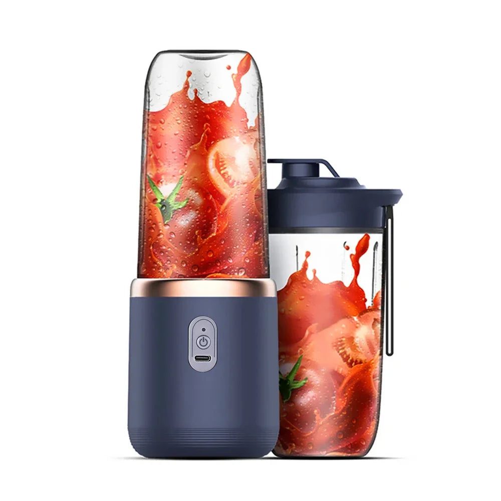 Portable Electric Juicer 6-Blade with USB Charging - 2 Travel Cups