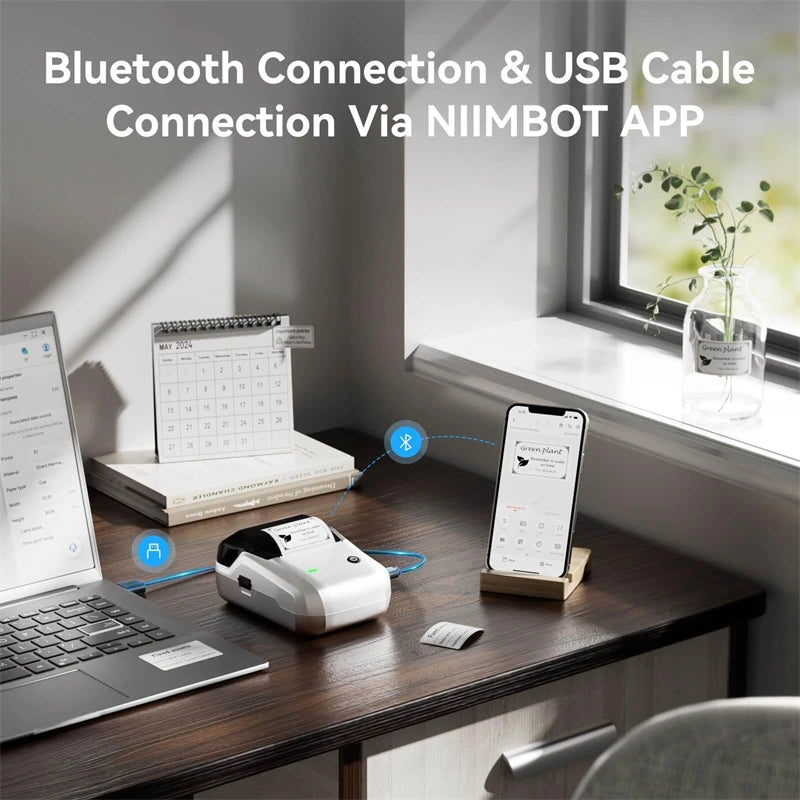 Nimbot B1 Portable Thermal Label Printer - 2 Inch Adhesive Sticker Maker with Bluetooth Connectivity for Smartphones and PCs