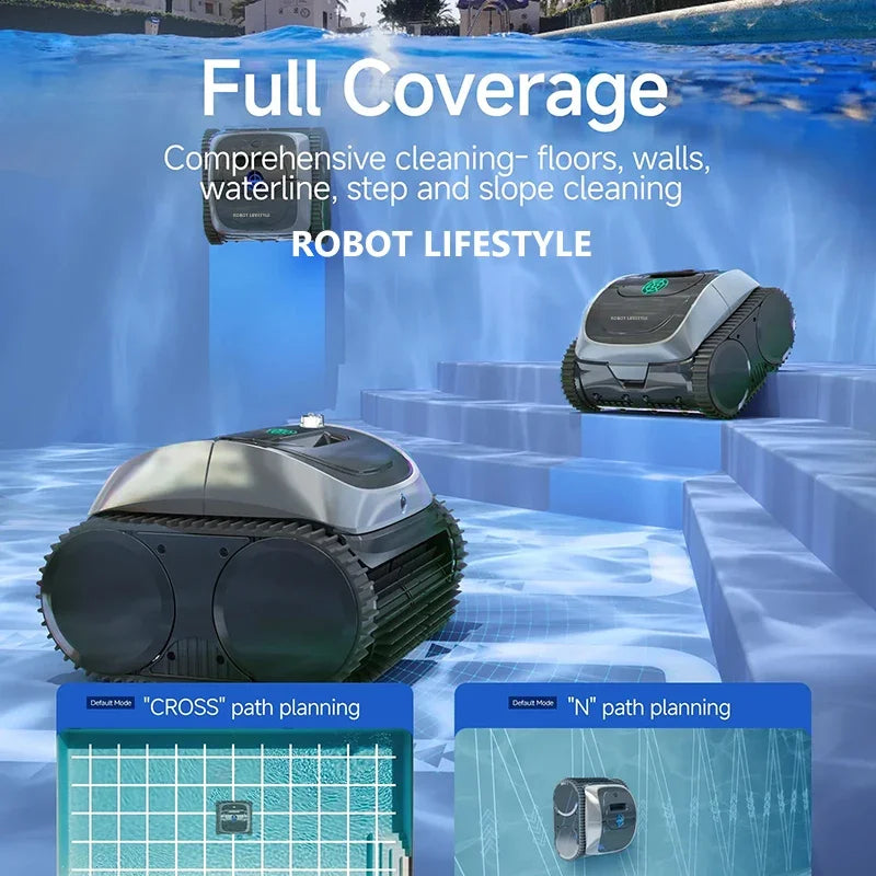 WYBOT C1 Wireless Robotic Swimming Pool Cleaner with APP Control for Floor, Wall, and Waterline Cleaning - 120 Minutes Runtime