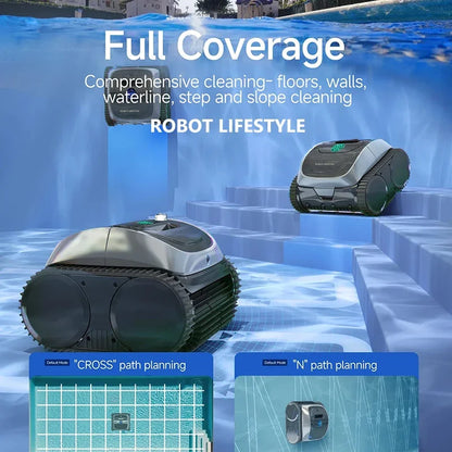 WYBOT C1 Wireless Robotic Swimming Pool Cleaner with APP Control for Floor, Wall, and Waterline Cleaning - 120 Minutes Runtime