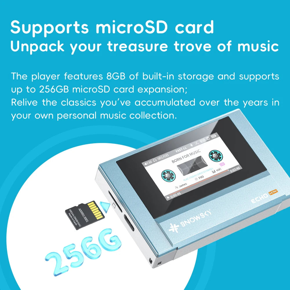 Snowsky  Echo Mini Hi-Fi Bluetooth MP3 Music Player with 15 Hours Playback and 3.5mm/4.4mm Headphone Outputs