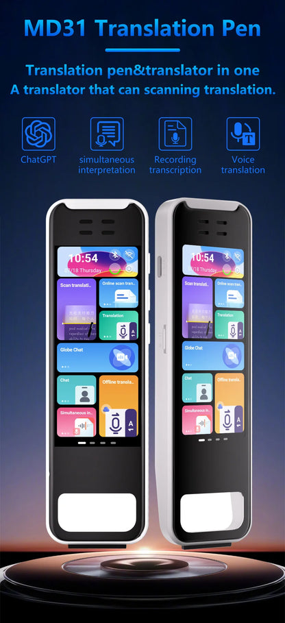 Intelligent Translation Pen with ChatGPT Scanning and Text Conversion in 142 Languages, 32 Offline Translation Capabilities