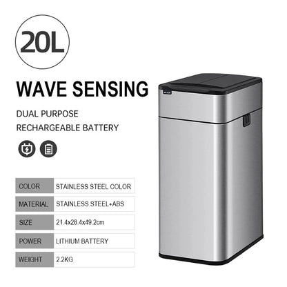 Smart Trash Stainless Steel  - Large Capacity Wastebasket for Home and Kitchen (20-60 Liters)