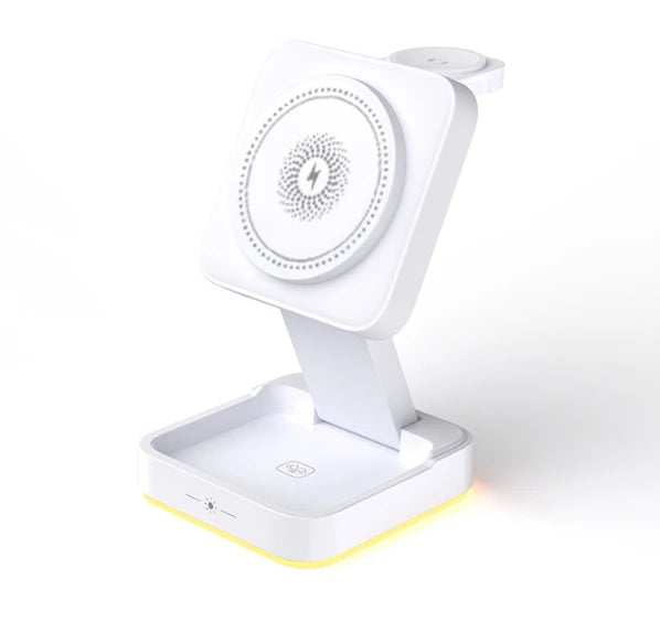 30W 3-in-1 Foldable Fast Magnetic Wireless Charging Station for iPhone 15/14/13/12, Apple Watch Series 8/7/6, and AirPods Pro