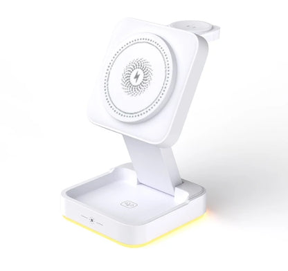 30W 3-in-1 Foldable Fast Magnetic Wireless Charging Station for iPhone 15/14/13/12, Apple Watch Series 8/7/6, and AirPods Pro