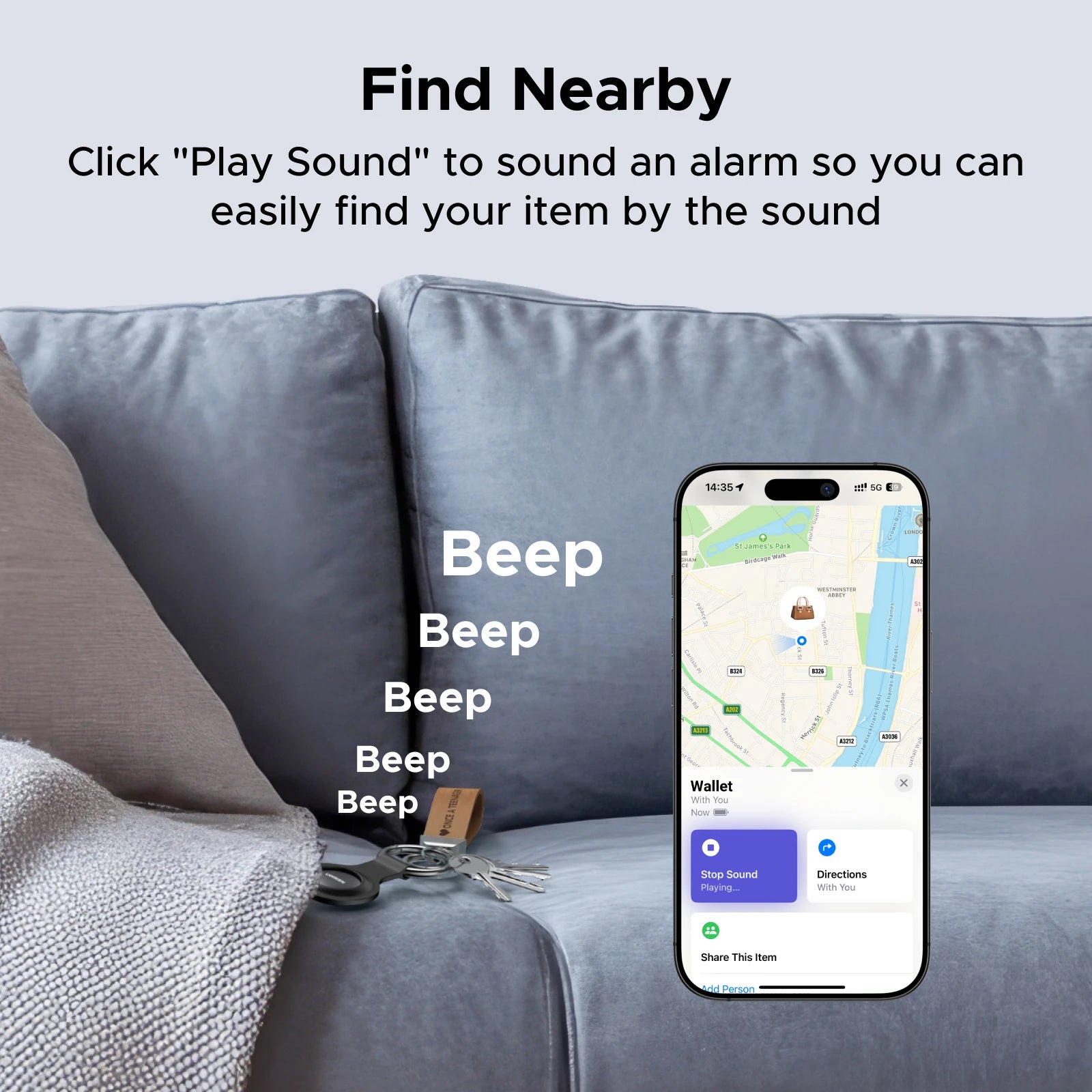 UGreen SmartTrack Link Bluetooth GPS Tracker with Apple Find My Integration for Earbuds, Luggage, and MFi Devices