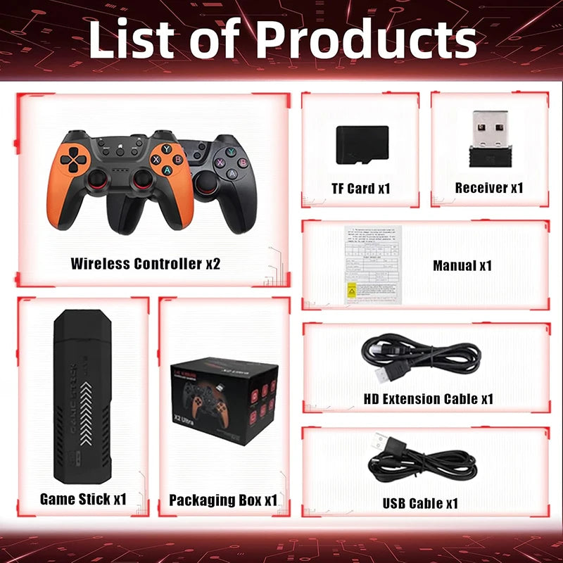 X2 Ultra Game Stick 256GB - Over 60,000 Retro Games, Wireless Handheld Console with HD Output for PS1 and Nintendo