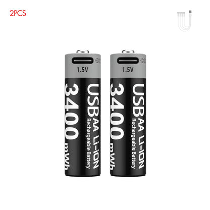 AAA and AA Rechargeable Batteries USB Lithium-Ion 3400Mwh 1.5V AA Rechargeable Batteries+1100Mwh 1.5V AAA Battery