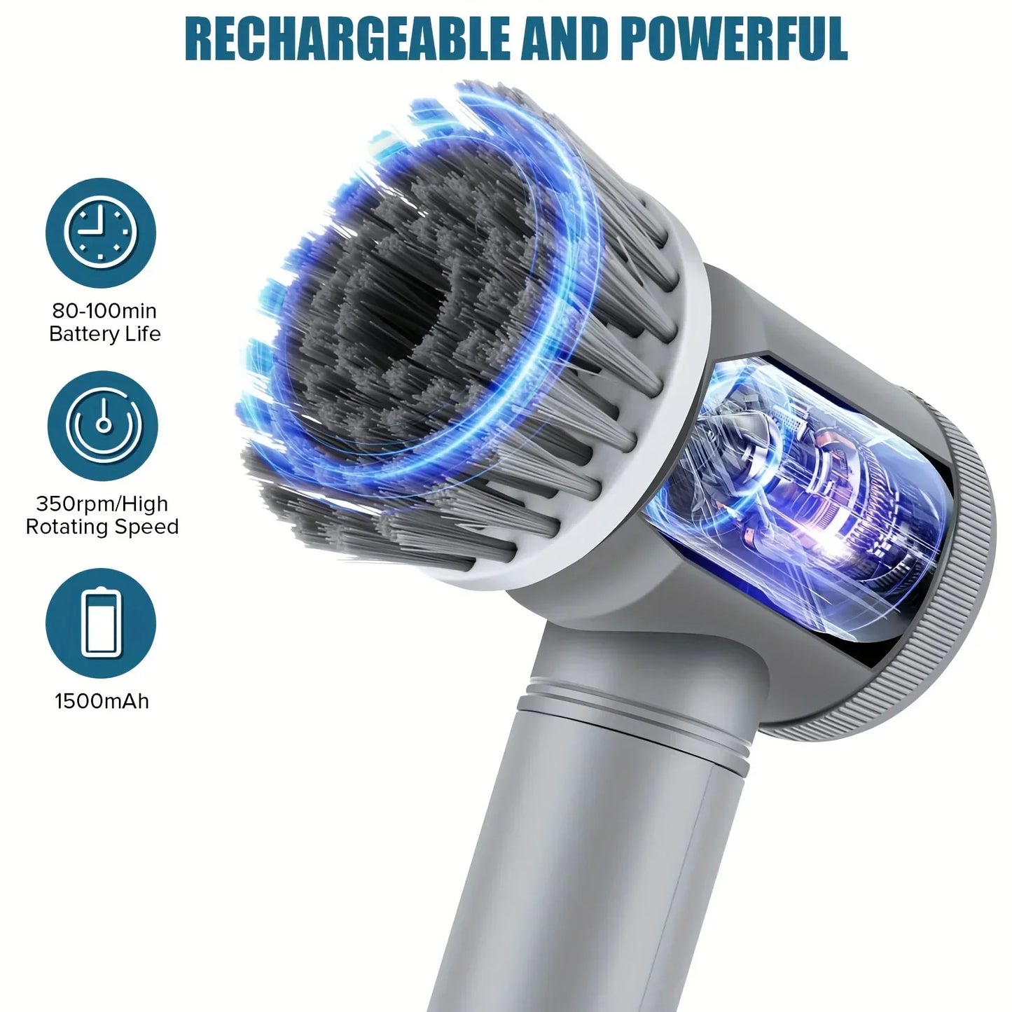 Cordless Electric Spin Scrubber with 6 Interchangeable Brush Heads for Efficient Cleaning