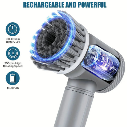 Cordless Electric Spin Scrubber with 6 Interchangeable Brush Heads for Efficient Cleaning