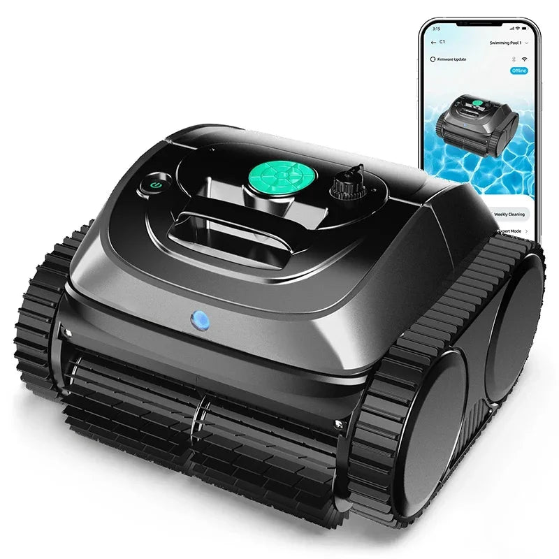 WYBOT C1 Wireless Robotic Swimming Pool Cleaner with APP Control for Floor, Wall, and Waterline Cleaning - 120 Minutes Runtime