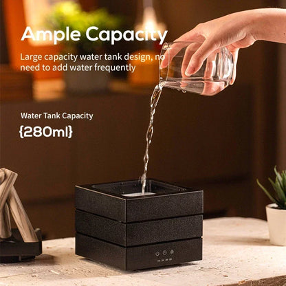 Ultrasonic Aroma Diffuser with Simulated Flame and LED Light - Bonfire Air Humidifier and Essential Oil Fogger