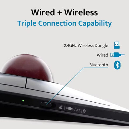 Kensington SlimBlade Pro Ergonomic Wireless/Wired Trackball Mouse for Left-Handed Users - Ideal for CAD and Gaming, Supports Carpal Tunnel Relief (Model K72080/K72081)