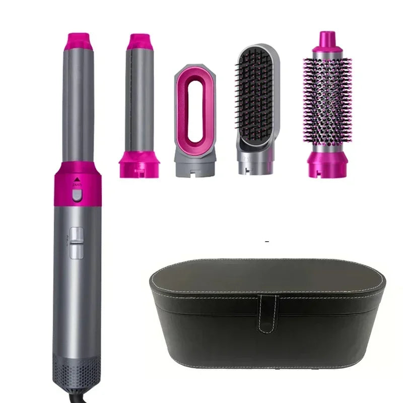 5-in-1 Professional Hair Dryer, Styling Tool Set, Hot Comb, Curling Iron, and Hair Straightener