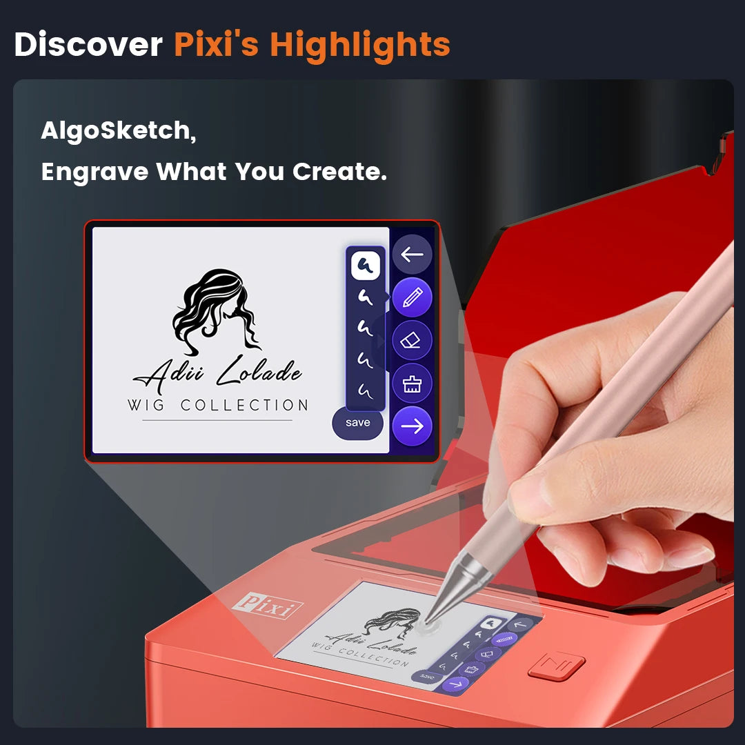 PIXI Entry-Level Mini DIY Laser Engraver - Enclosed Portable 3W, 5W, and 10W Diode Smart Laser Marker for DIY Cutting and Engraving