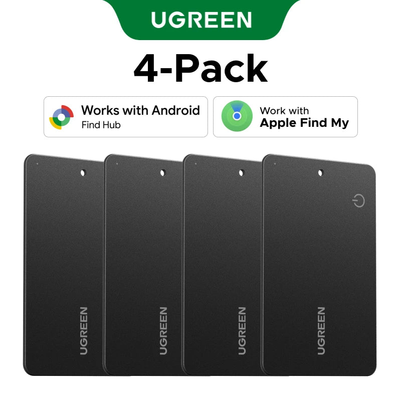 UGreen Dual System Compatible Smart Finder for Apple Find My (iOS) and Find Hub App (Android) Bluetooth Tracker Card