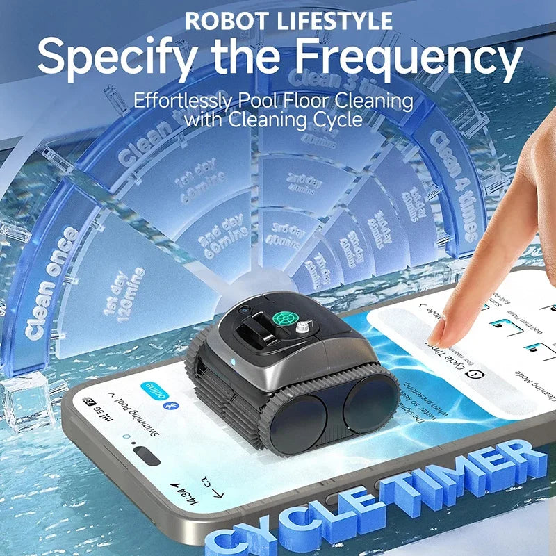 WYBOT C1 Wireless Robotic Swimming Pool Cleaner with APP Control for Floor, Wall, and Waterline Cleaning - 120 Minutes Runtime