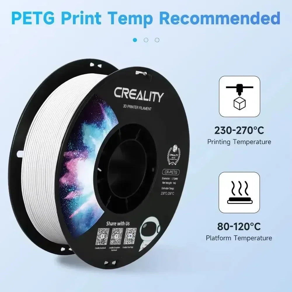 CREALITY 3D Printer Filament CR-PETG 1Kg 1.75Mm - Compatible with All FDM Printers