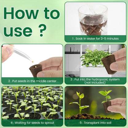 50-Pack Hydroponic Seed Grow Sponges for Root Development - Gardening Pods and Planting Accessories