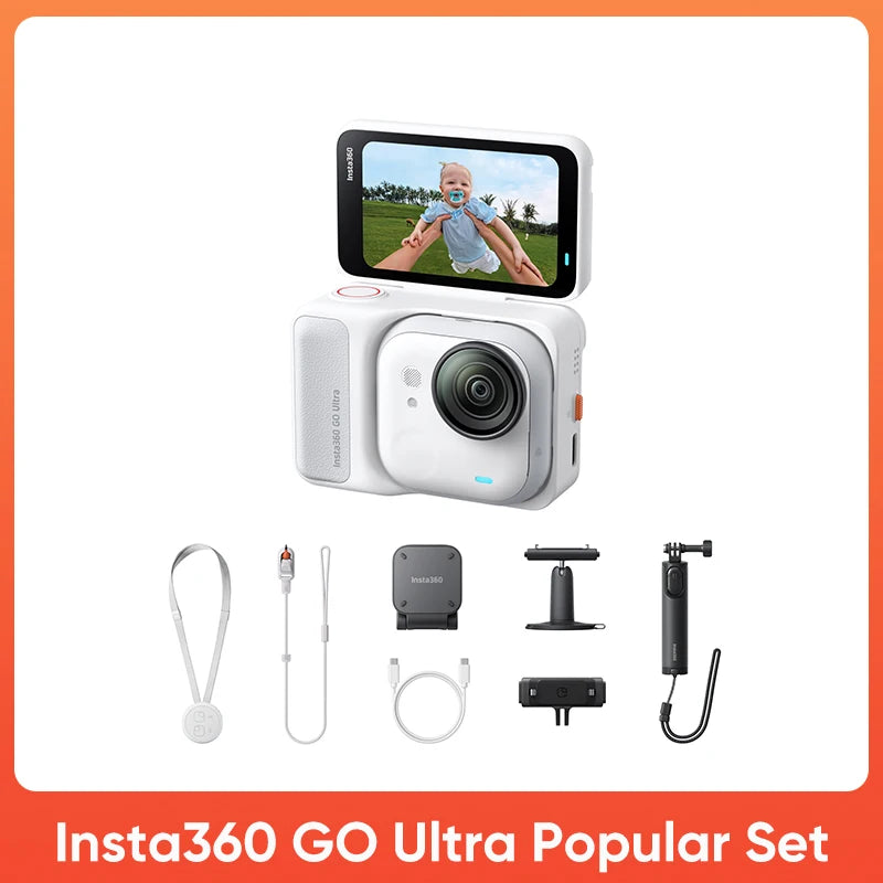 Insta 360 GO Ultra 4K 60FPS Magnetic Action Camera - 53g Ultra-Lightweight with 156° Field of View and 2.5" Flip Touchscreen