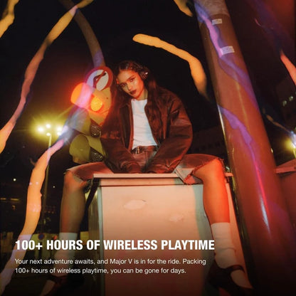 Marshall Major V5 Wireless Bluetooth Headphones with Microphone, Foldable Retro Design, Compatible with Bluetooth App