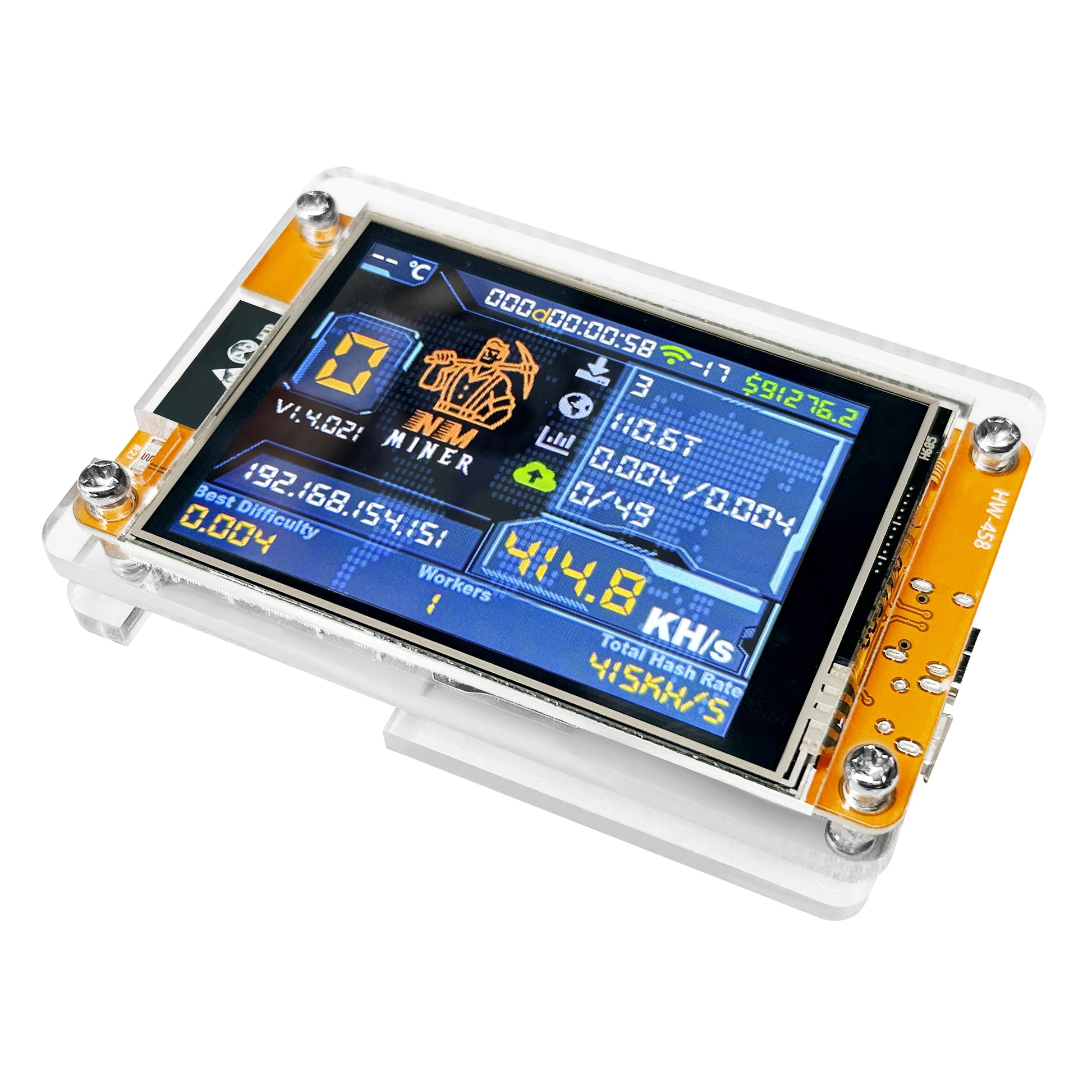 Nmminer Nerdminer V2 Cryptocurrency Mining Device with 2.8-Inch Smart Display and 960Kh/S Hashrate for Bitcoin Mining - Model ESP32-2432S028R DROOM