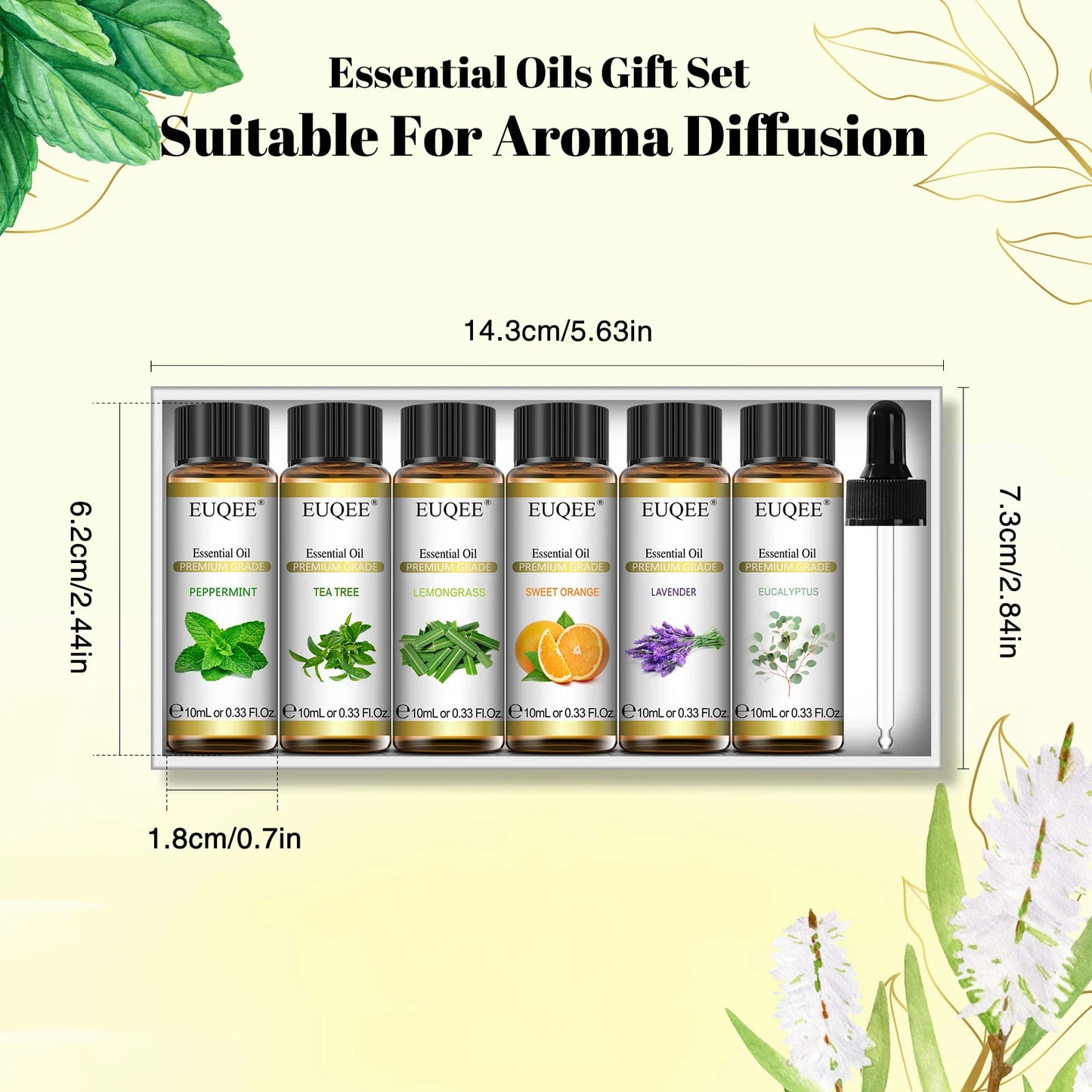 Essential Oils Set - 6 x 10ml Pure Natural Aromatherapy Oils for Diffusers, Candle and Soap Making, and Air Freshening