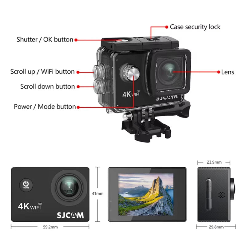 SJ4000 Air 4K Action Camera - Waterproof up to 30M, 2.4G WiFi, Ideal for Sports and Outdoor Activities
