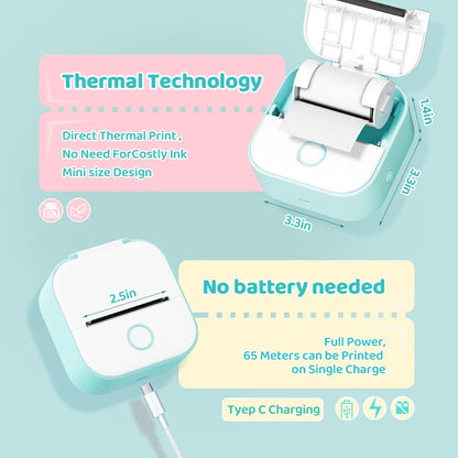 Phomemo T02 Wireless Mini Thermal Printer - Portable Adhesive Sticker Printer for DIY Projects and Journaling, Ideal Gift for Students