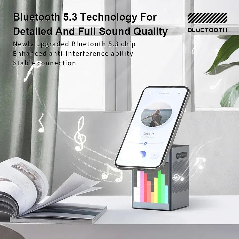 6-in-1 Magnetic Wireless Charging Stand with Bluetooth Speaker and Alarm Clock for MagSafe 