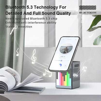 6-in-1 Magnetic Wireless Charging Stand with Bluetooth Speaker and Alarm Clock for MagSafe 