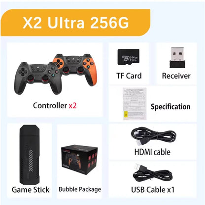 X2 Ultra Game Stick 256GB - Over 60,000 Retro Games, Wireless Handheld Console with HD Output for PS1 and Nintendo