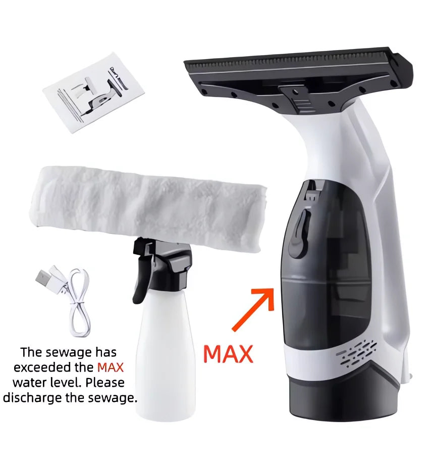 Electric Window Cleaner Multifunctional Cordless  - Rechargeable Portable Glass Cleaning Tool in White