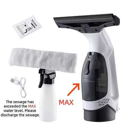 Electric Window Cleaner Multifunctional Cordless  - Rechargeable Portable Glass Cleaning Tool in White