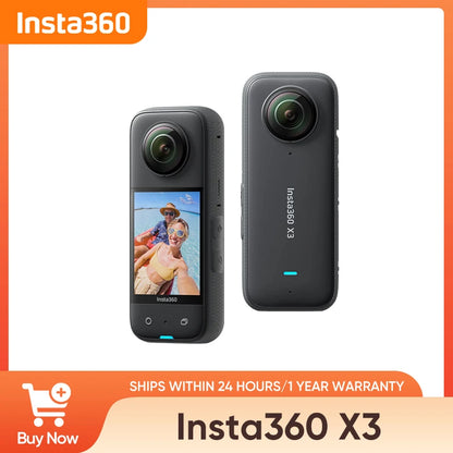 Insta 360 X3 - Waterproof 360 Action Camera with 1/2" 48MP Sensors, 5.7K 360 Active HDR Video, 72MP Photo, and 4K Single-Lens Capability