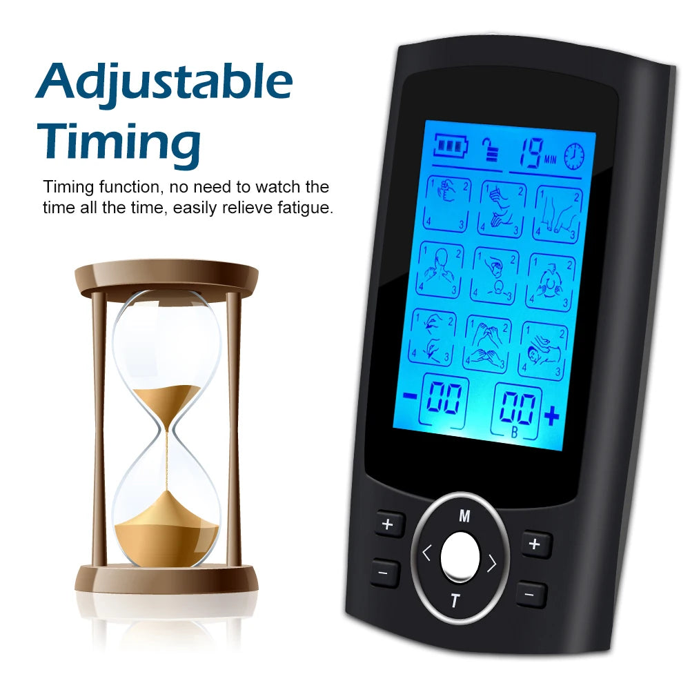 Electric Muscle Stimulation (EMS) Therapy Device with 36 Modes, 20 Intensity Levels, Adjustable Lightweight Design, and LCD Display for Pain Relief
