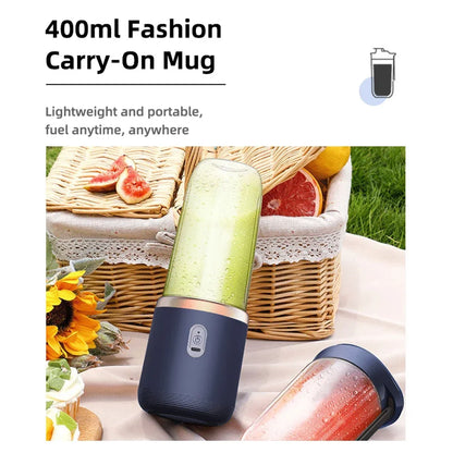Portable Electric Juicer 6-Blade with USB Charging - 2 Travel Cups