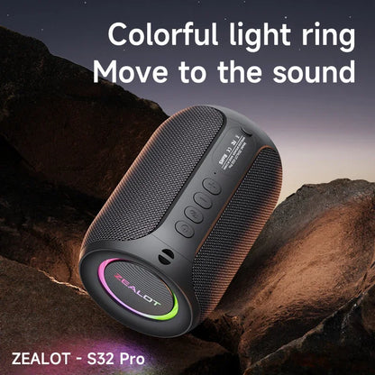 Zealot S32 Pro Bluetooth Waterproof Portable Subwoofer Speaker with Dual Pairing and 3600mAh Battery