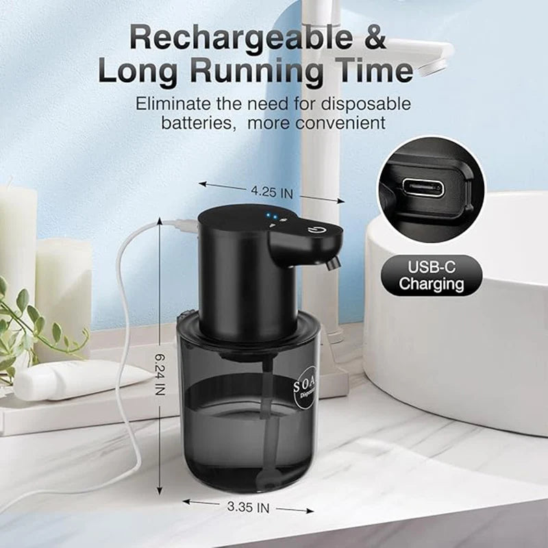 400ml Rechargeable Automatic Sensor Soap Dispenser - Wall-Mounted Electric Foam Hand Sanitizer for Bathrooms