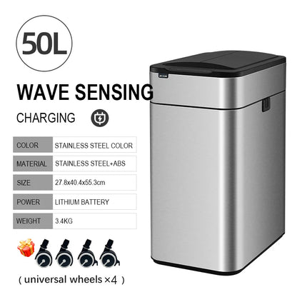 Smart Trash Stainless Steel  - Large Capacity Wastebasket for Home and Kitchen (20-60 Liters)