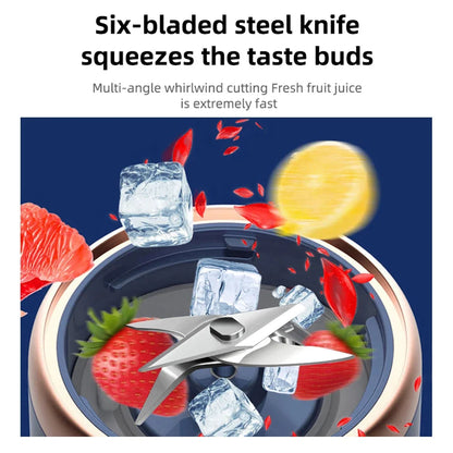 Portable Electric Juicer 6-Blade with USB Charging - 2 Travel Cups