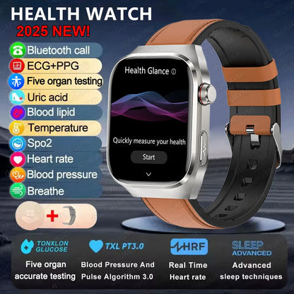 Smart Watch 2025 with Micro Physical Examination ECG, Uric Acid and Body Fat Monitoring, Bluetooth Calling