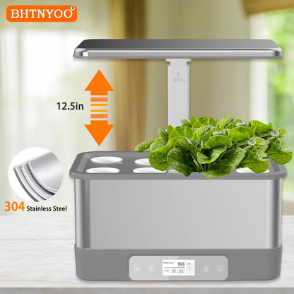 Indoor Hydroponic Garden System with 8-Pod Capacity and LED Grow Lights - Remote Controlled