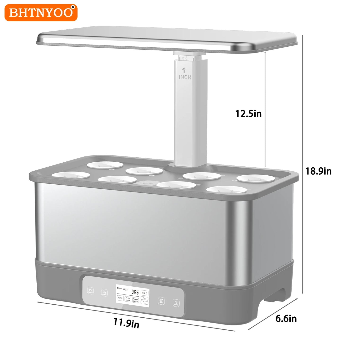 Indoor Hydroponic Garden System with 8-Pod Capacity and LED Grow Lights - Remote Controlled