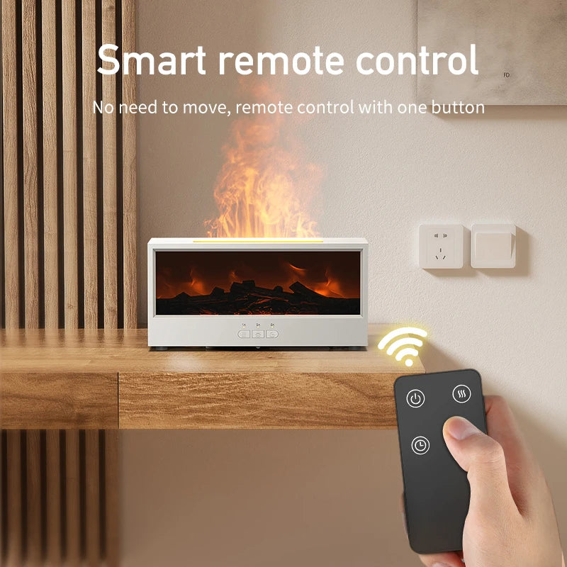  Fireplace Air Humidifier and Aroma Essential Oil Diffuser with Auto-Off Feature, LED Light, and Remote Control - Ideal Gift Option