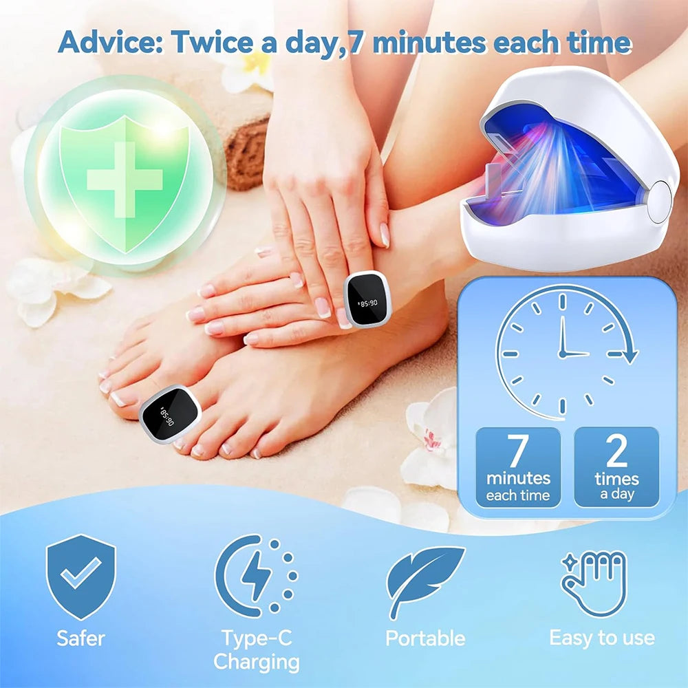 Nail Fungus Treatment LED Laser Device for Onychomycosis 905nm Infrared and 470nm Blue Light for Professional Nail Care