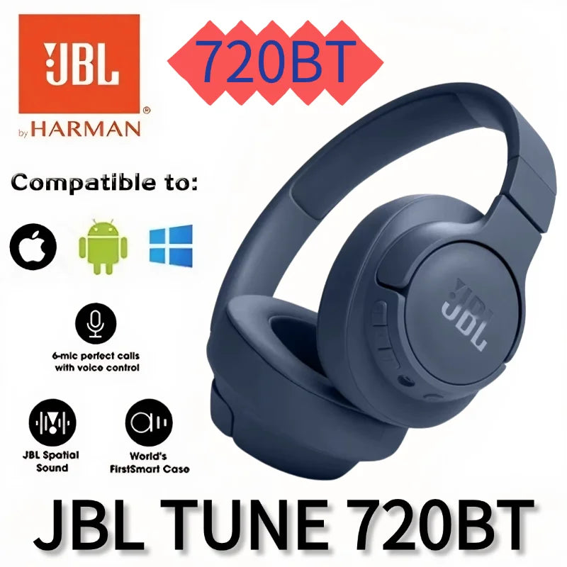 JBL Tune 720BT Wireless On-Ear Headphones with Bluetooth 5.0 and Noise Cancelling Technology for Gaming and Sports