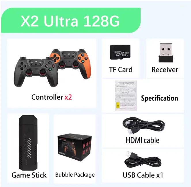 X2 Ultra Game Stick 256GB - Over 60,000 Retro Games, Wireless Handheld Console with HD Output for PS1 and Nintendo