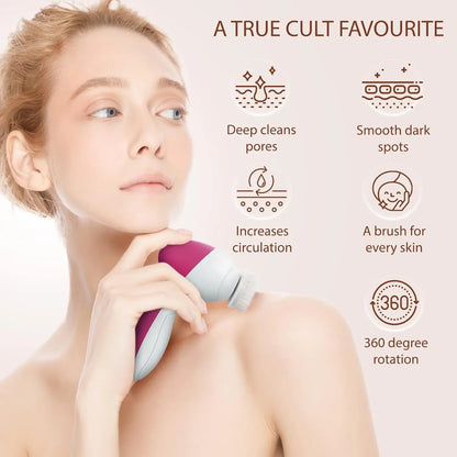 5-in-1 Facial Cleansing Brush and Multi-Functional Rotating Massage Device for Pore Cleansing Electric 